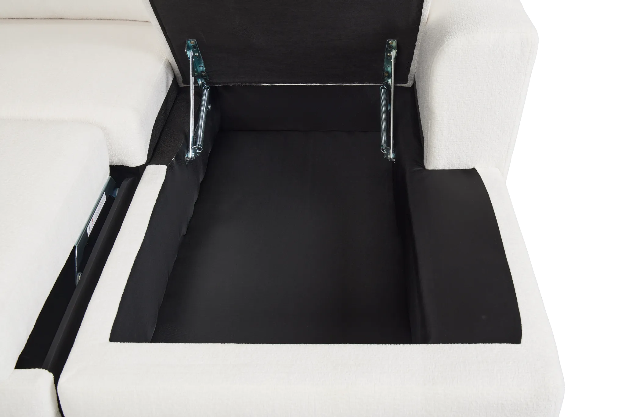 Everly White Fabric Medium Right Chaise Storage Sectional