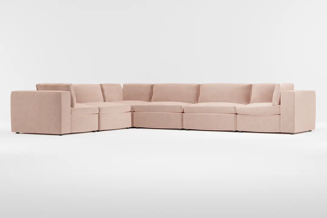 Destin Joya Light Pink Velvet 6-piece Modular Sectional Destin Joya Light Pink Velvet 6-piece Modular Sectional