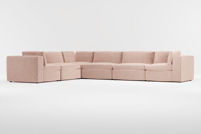 Destin Joya Light Pink Velvet 6-piece Modular Sectional