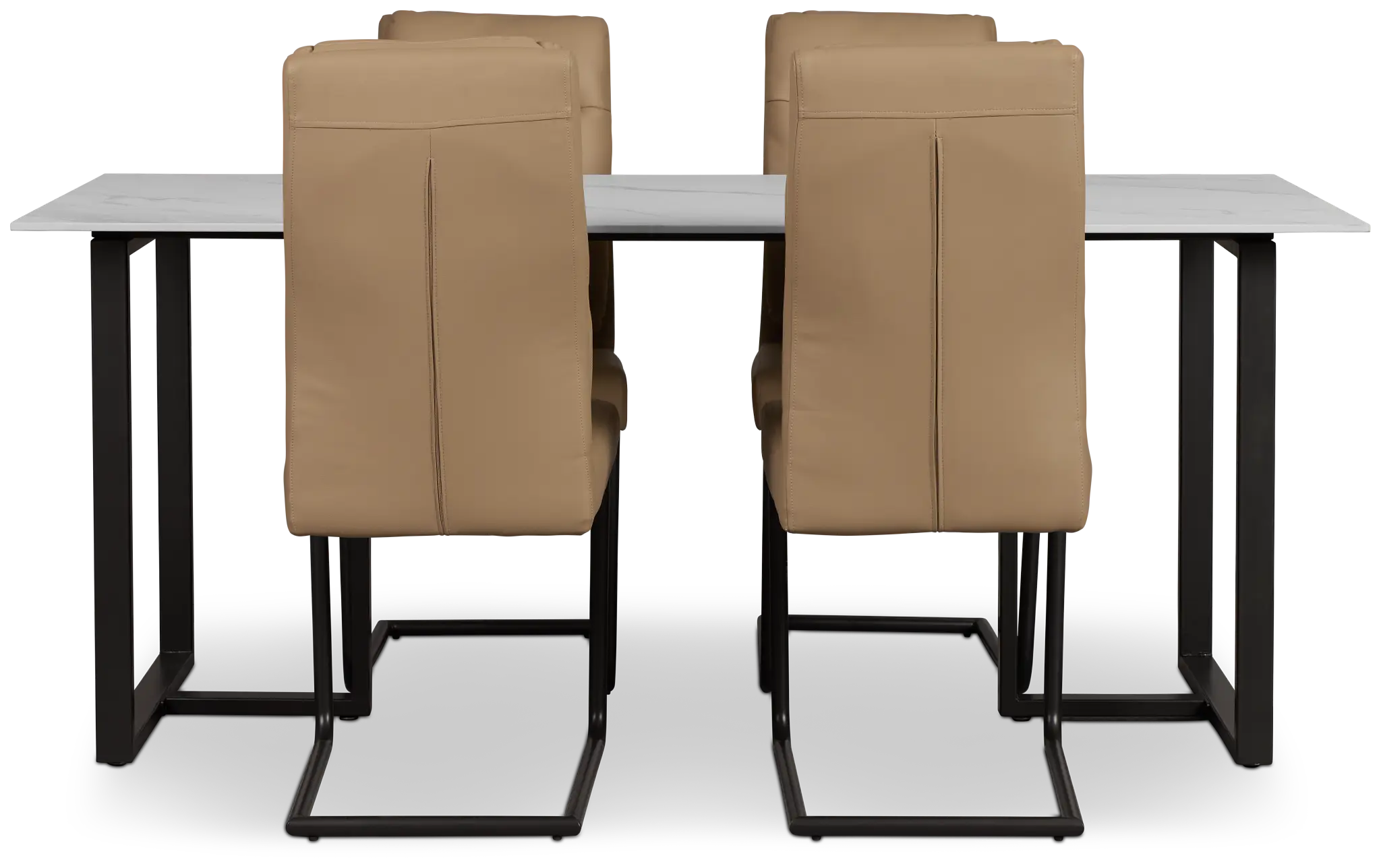 Paxton White Rect Table & 4 Taupe Upholstered Chairs Paxton White Rect Table & 4 Taupe Upholstered Chairs