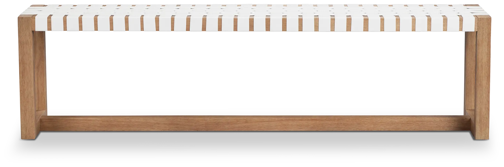 Haven White Woven Upholstered Dining Bench