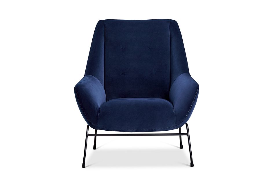 Xena Dark Blue Velvet Accent Chair