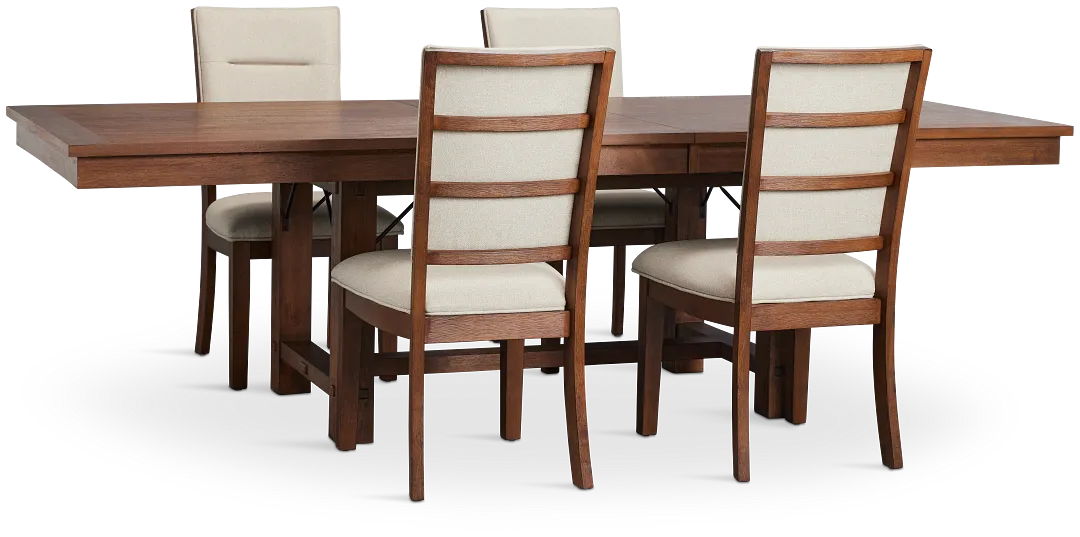 Park City Dark Tone Rectangular Table & 4 Upholstered Chairs