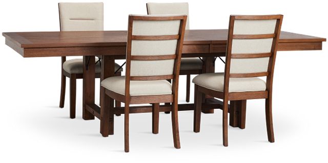 Park City Dark Tone Rectangular Table & 4 Upholstered Chairs