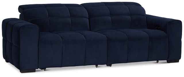 Gemma Navy Velvet Power Chaise Sofa