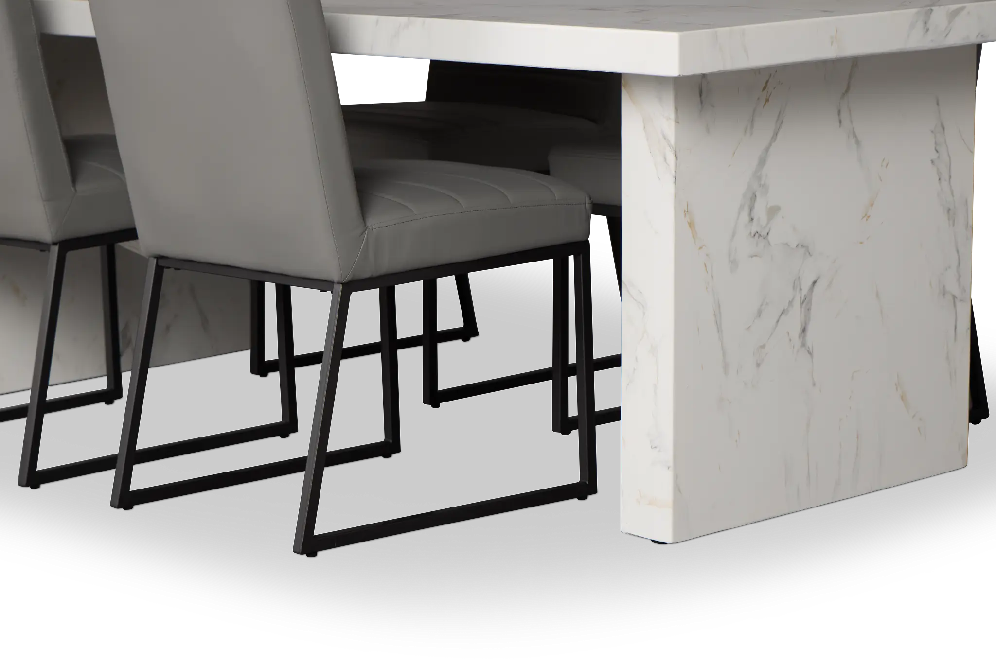 Viscaya White Table & 4 Gray Upholstered Chairs Viscaya White Table & 4 Gray Upholstered Chairs