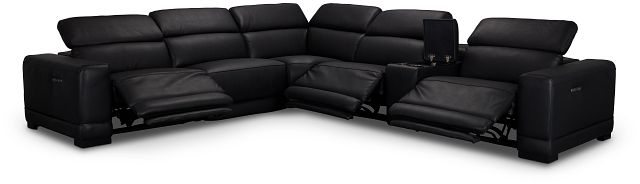 Lombardy Black Micro Medium Triple Power 2-arm Sectional