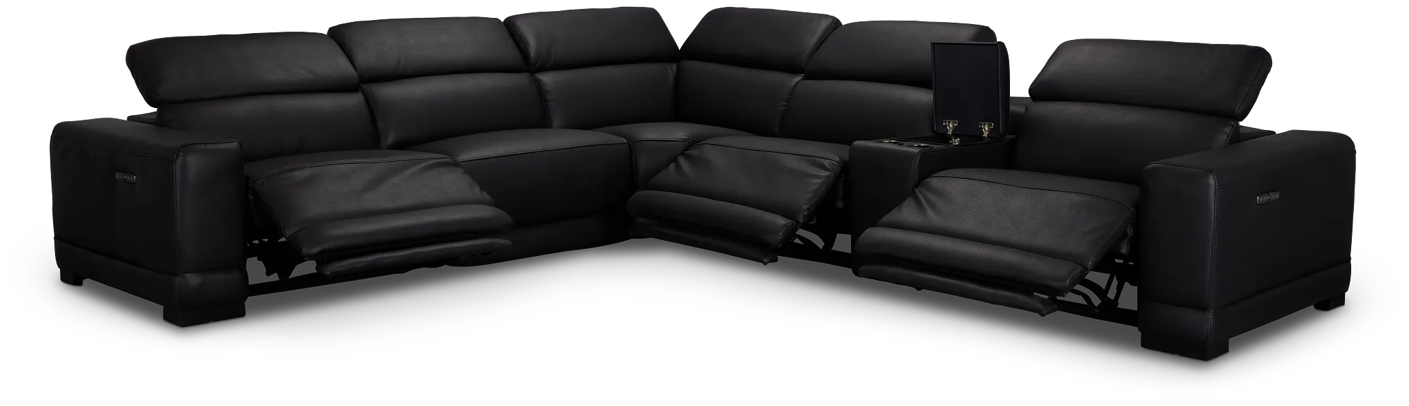 Lombardy Black Micro Medium Triple Power 2-arm Sectional