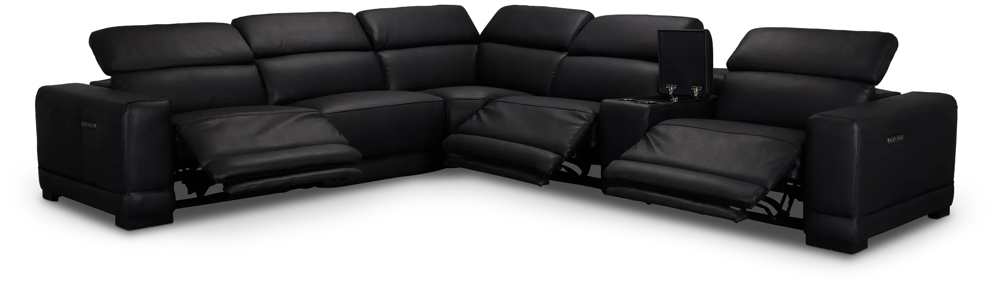 Lombardy Black Micro Medium Triple Power 2-arm Sectional Lombardy Black Micro Medium Triple Power 2-arm Sectional