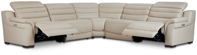 Sentinel Taupe Lthr/vinyl Two-arm Power Reclining Sectional (2)