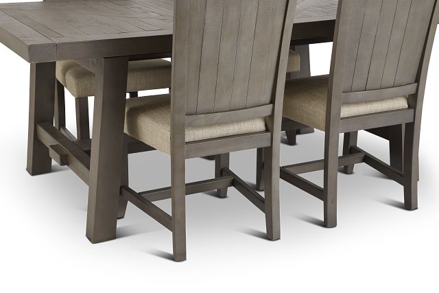 Taryn Gray Rect Table & 4 Wood Chairs
