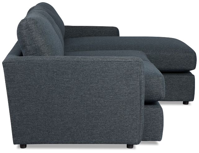 Noah Dark Blue Fabric Small Right Chaise Sectional