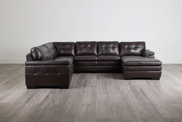 Braden Dark Brown Leather Medium Right Chaise Sectional