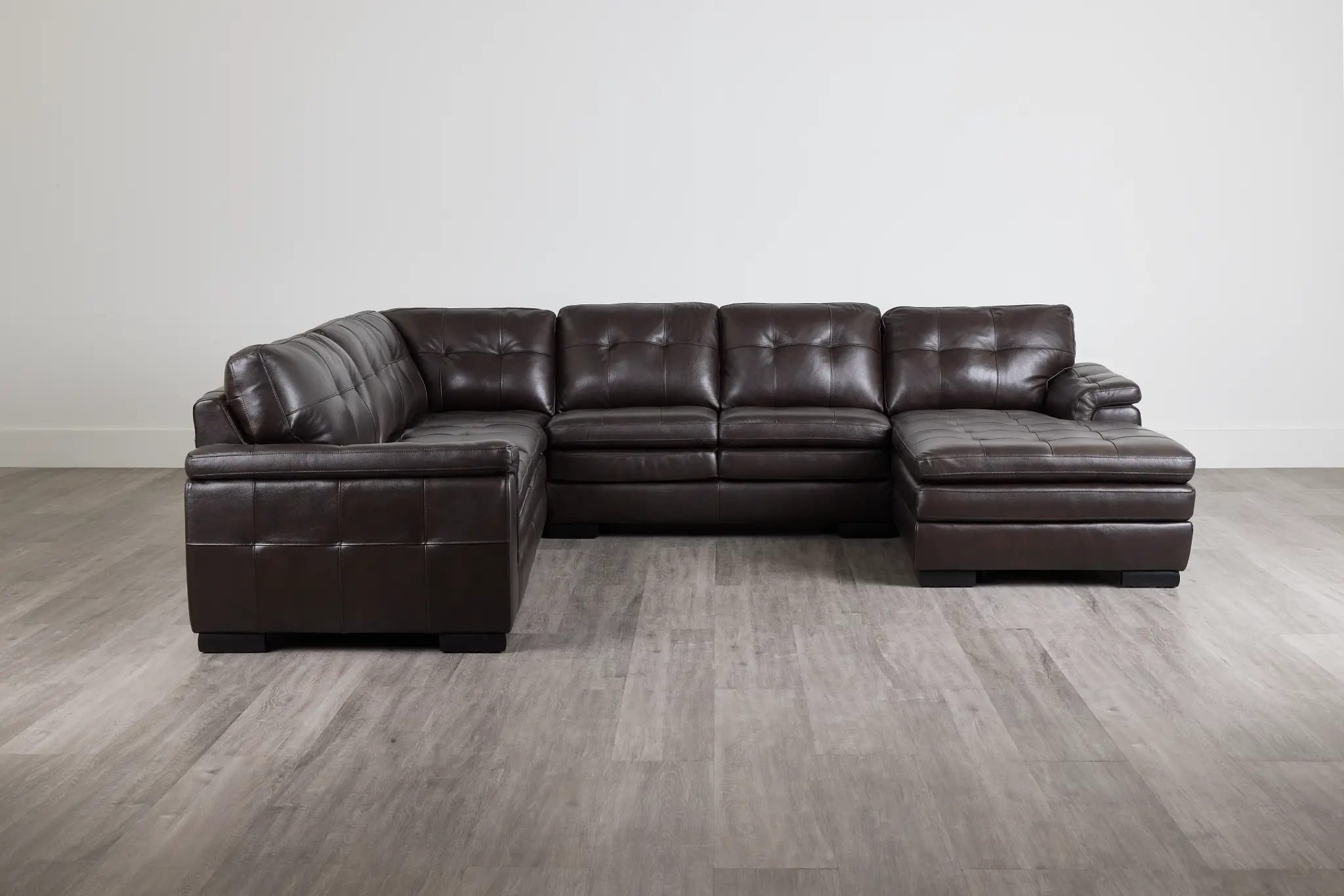 Braden Dark Brown Leather Medium Right Chaise Sectional Braden Dark Brown Leather Medium Right Chaise Sectional