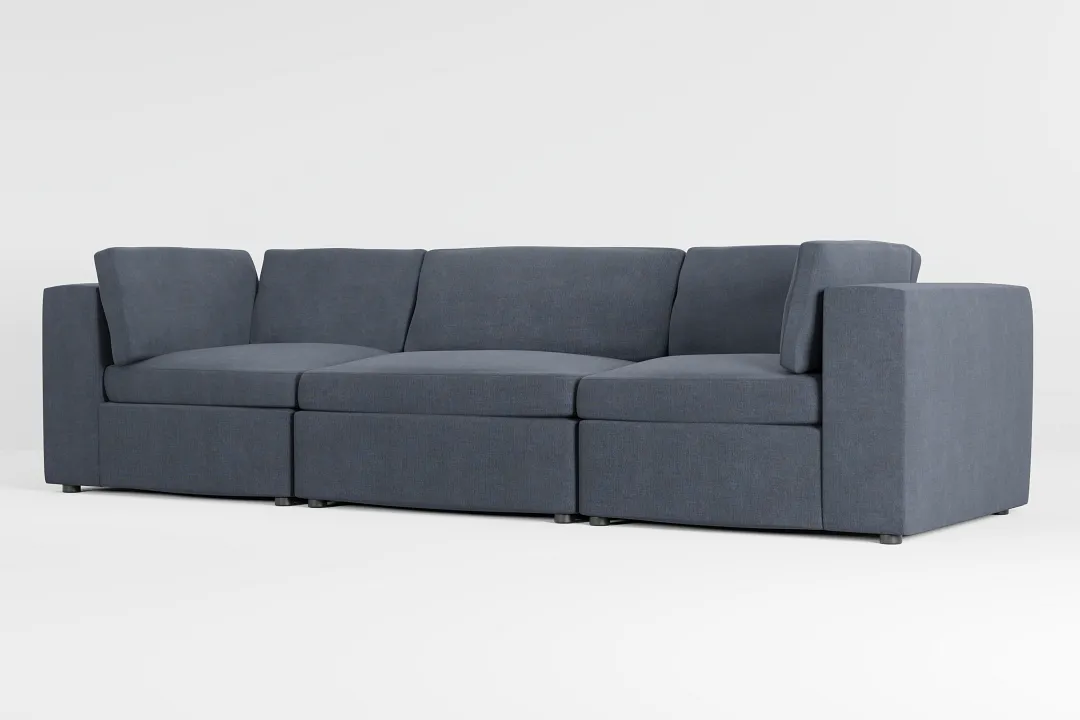 Destin Victory Dark Blue Fabric 3-piece Modular Sofa