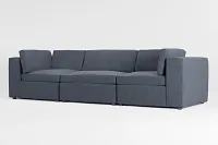 Destin Victory Dark Blue Fabric 3-piece Modular Sofa