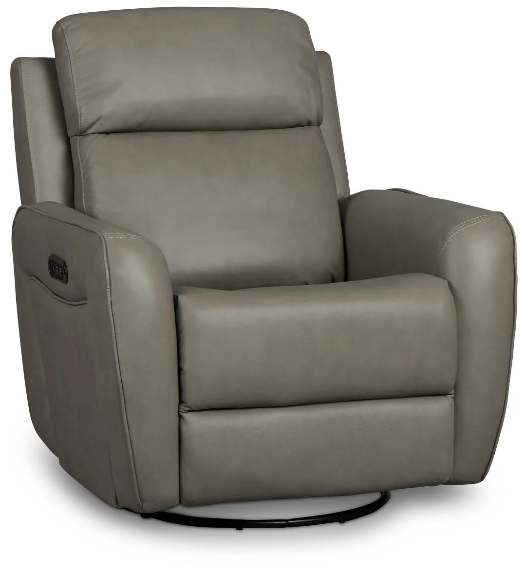 Julian Light Gray Lthr/vinyl Power Swivel Glider Recliner