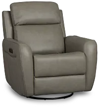 Julian Light Gray Lthr/vinyl Power Swivel Glider Recliner