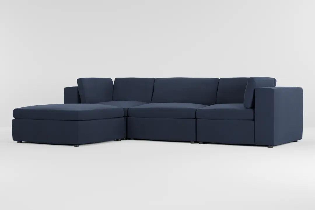 Destin Peyton Dark Blue Fabric 4-piece Bumper Sectional Destin Peyton Dark Blue Fabric 4-piece Bumper Sectional