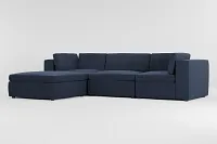 Destin Peyton Dark Blue Fabric 4-piece Bumper Sectional
