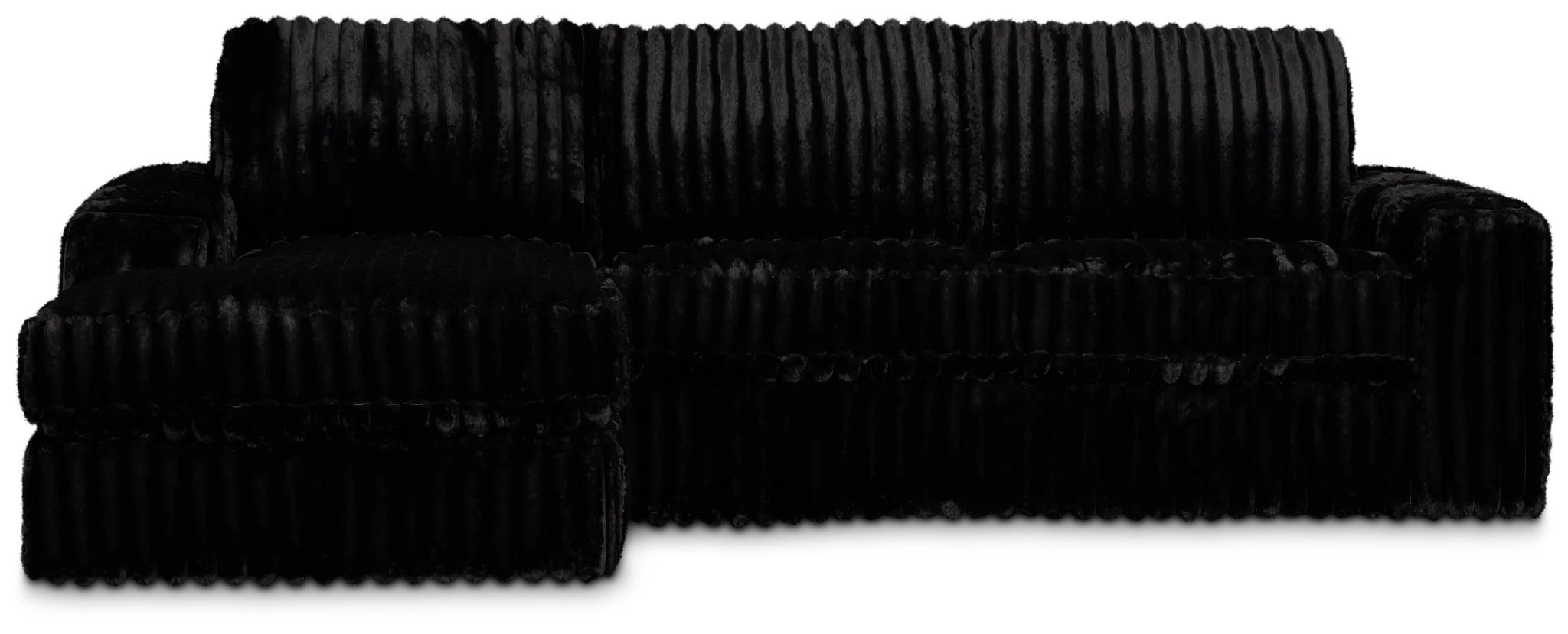 Teddy Black Fabric Left Chaise Sectional