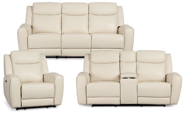 Walker Ivory Lthr/vinyl Power Reclining Living Room
