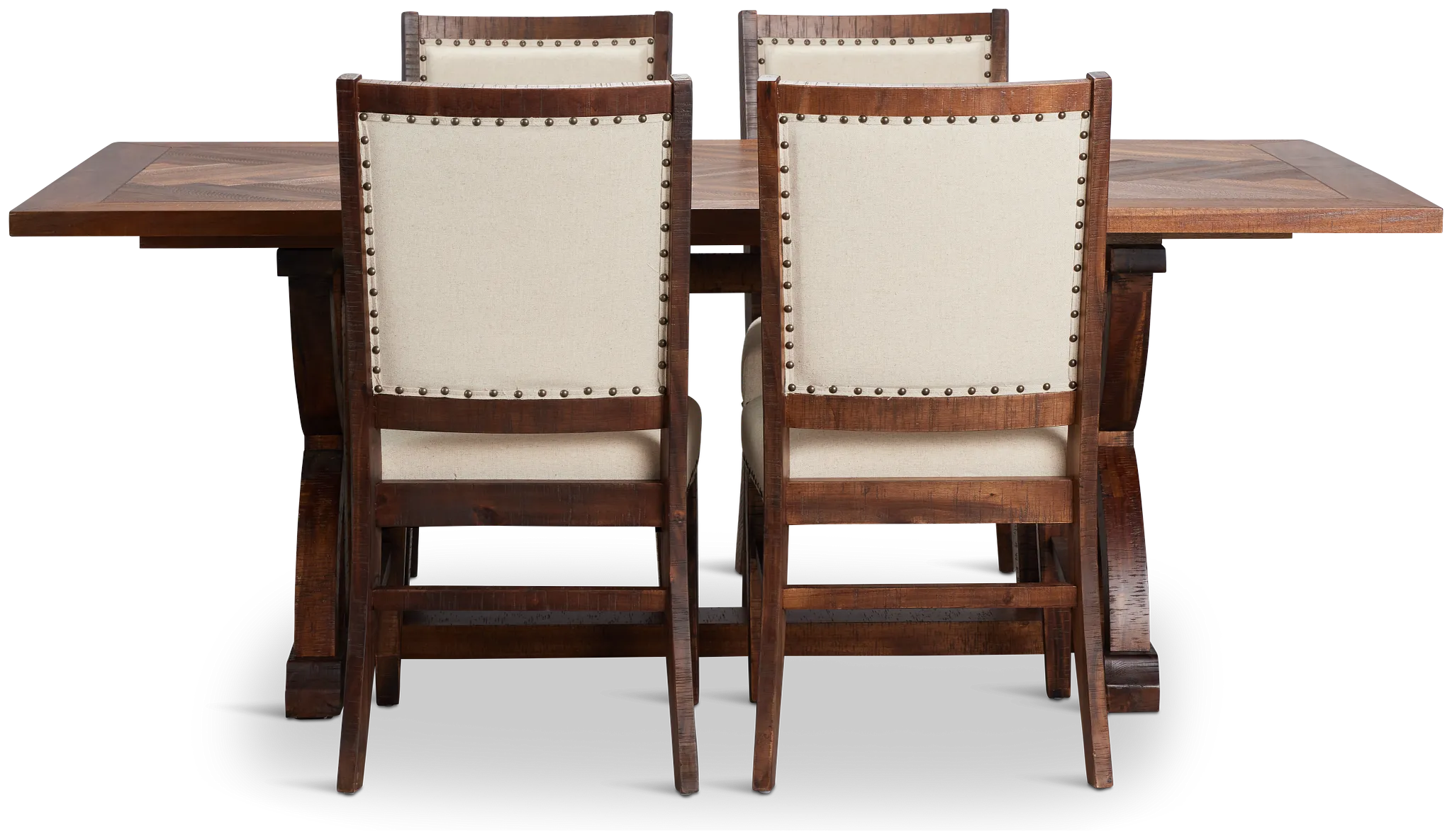 Joplin Dark Tone Extension Rectangular Table & 4 Upholstered Chairs