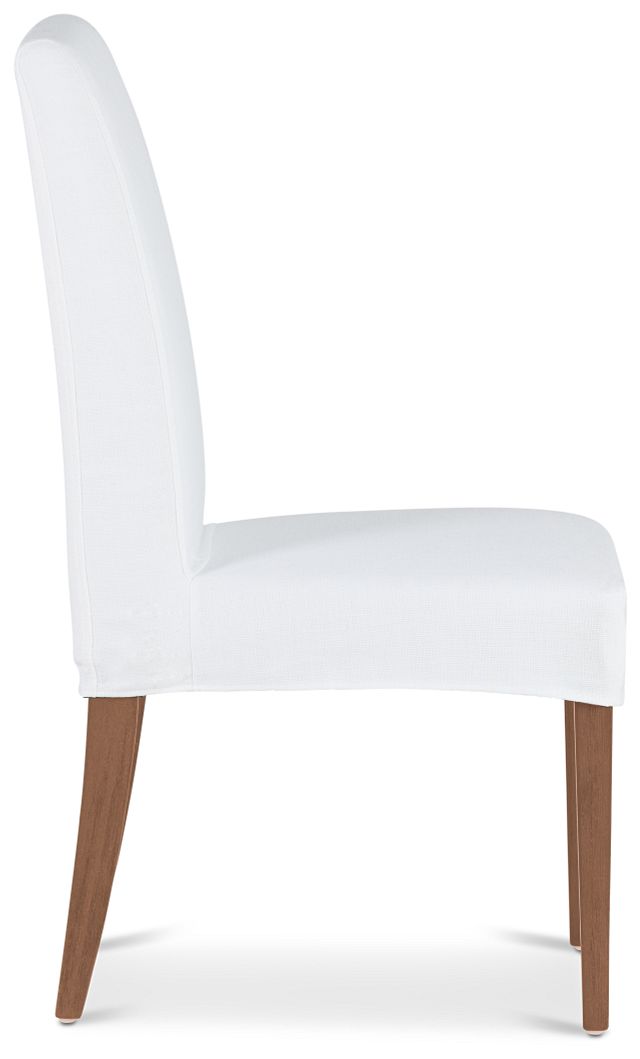 Harbor White Short Slipcover Chair With Light Tone Leg