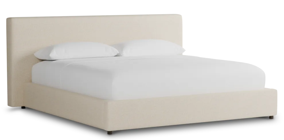 Grayton Merino Light Beige 44" Upholstered Platform Bed