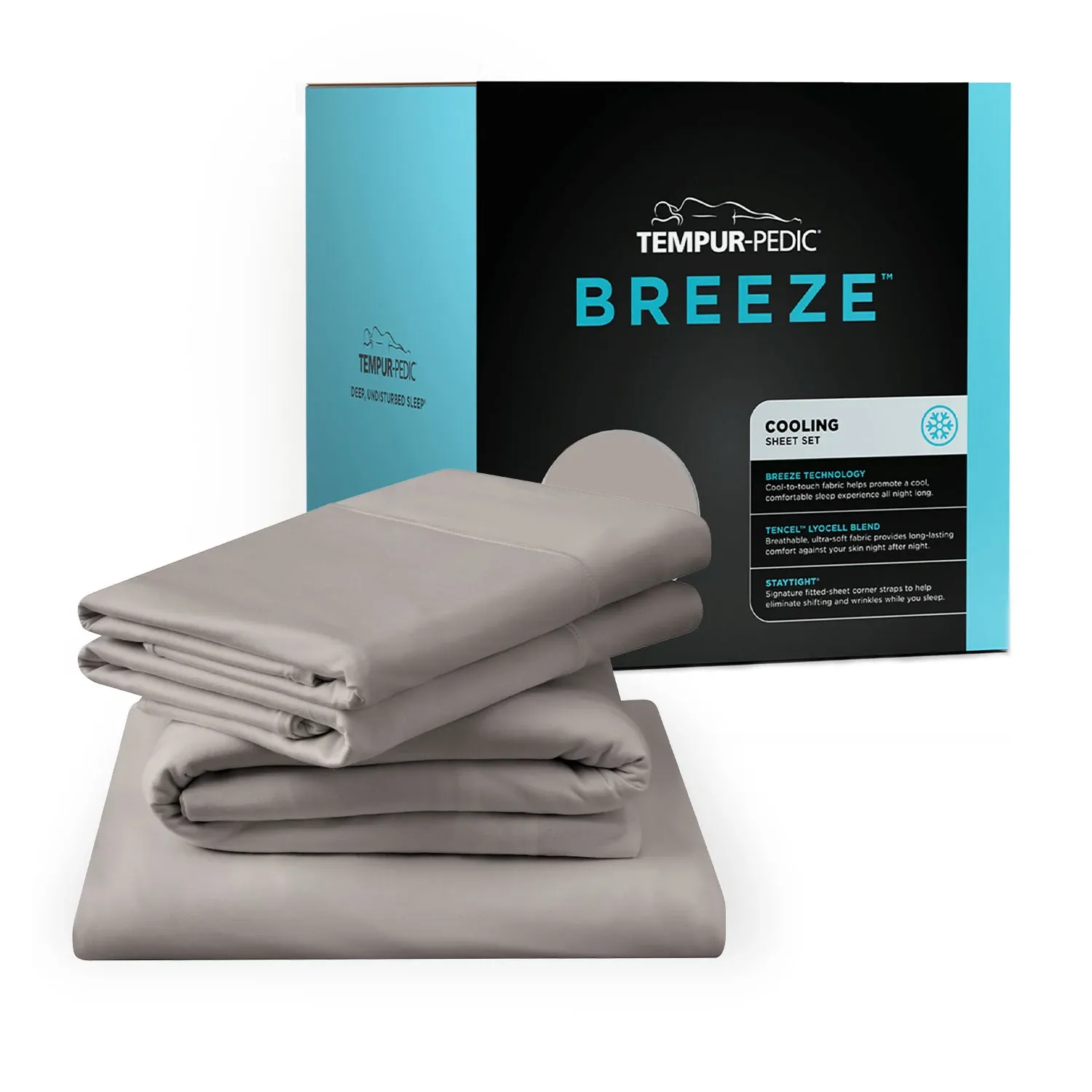 Tempur-pedic Breeze Cooling Dark Gray Split King Sheets
