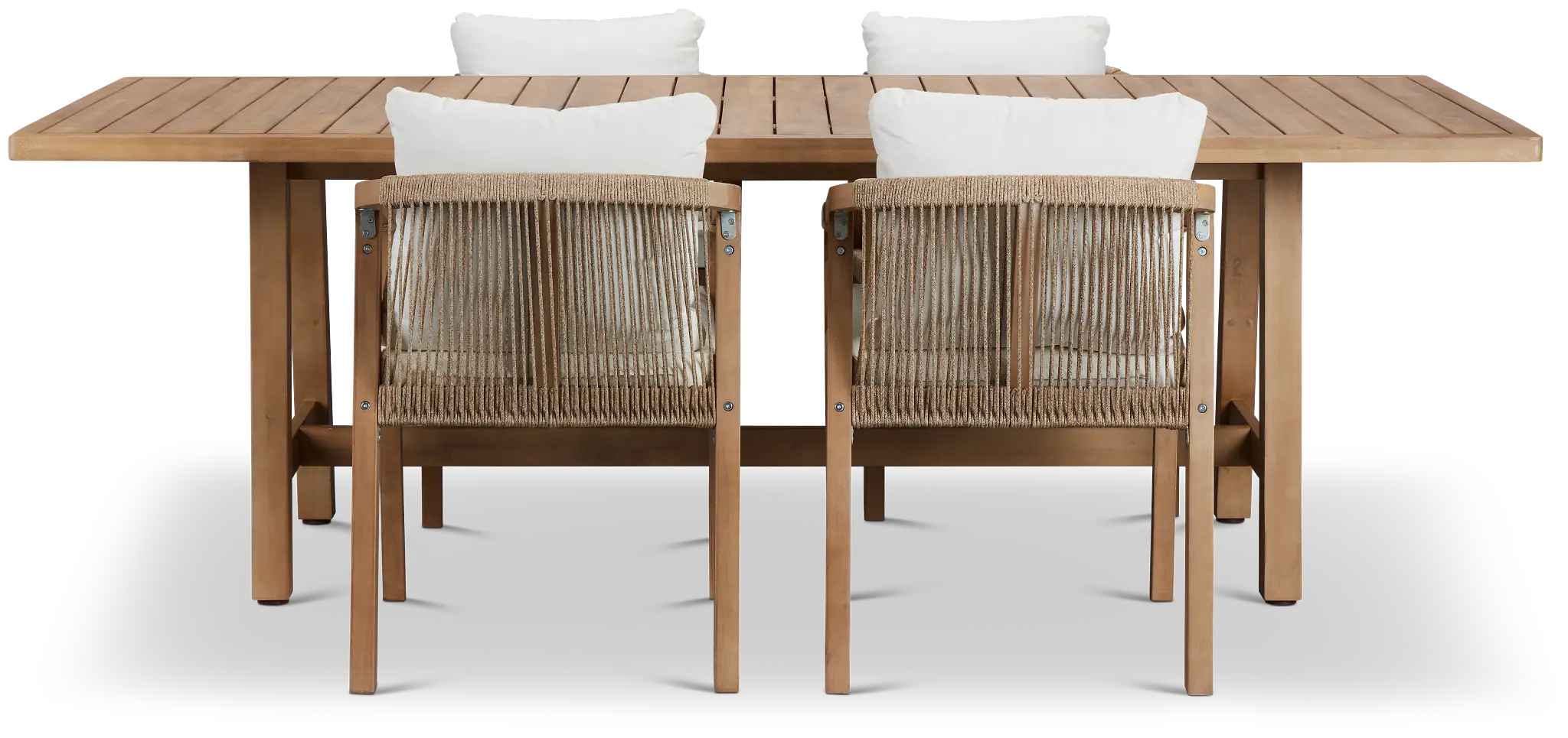 Laguna Light Tone 90" Rectangular Table & 4 White Cushioned Chairs Laguna Light Tone 90" Rectangular Table & 4 White Cushioned Chairs