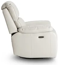 Mason Light Gray Leather Power Glider Recliner With Power Headrest