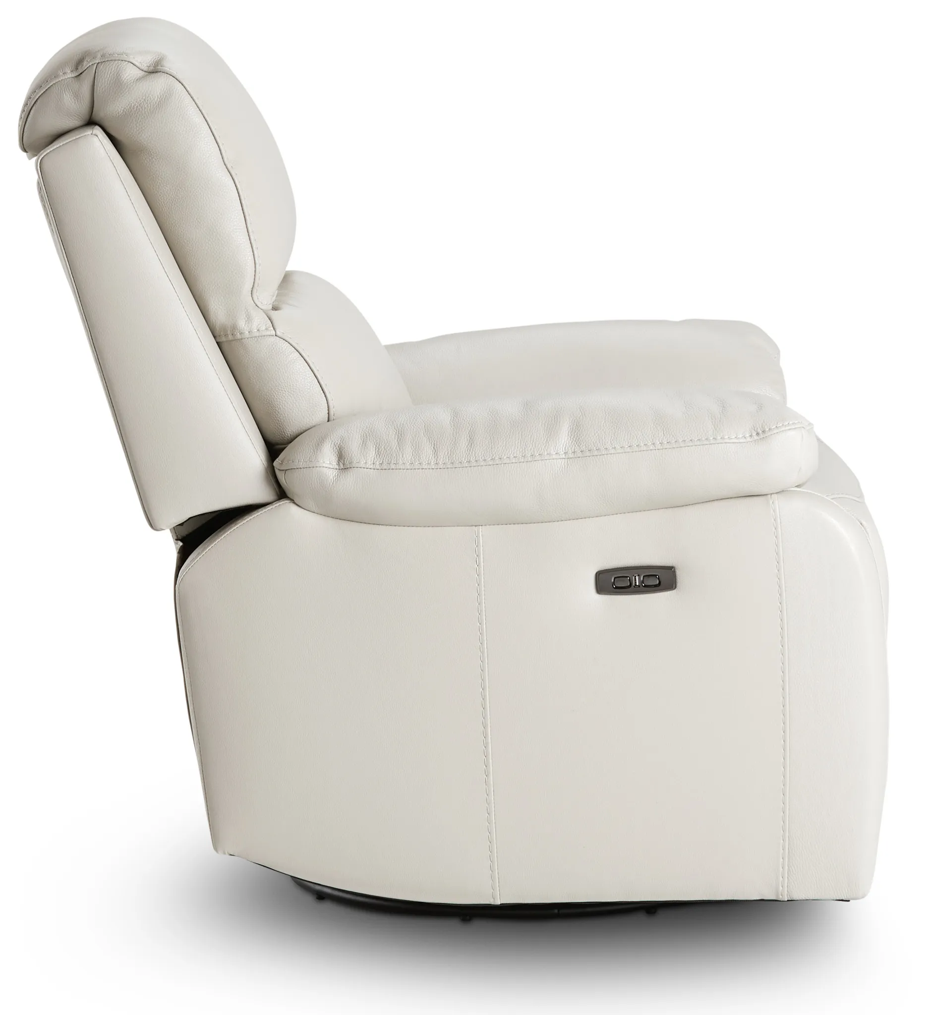 Mason Light Gray Leather Power Glider Recliner With Power Headrest