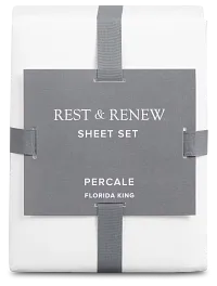 Rest & Renew Percale Cotton White 200 Thread Sheet Set