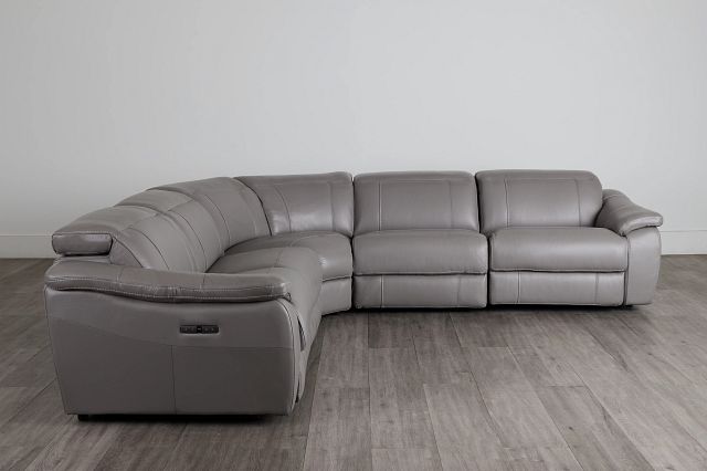 Marion Gray Lthr/vinyl Small Two-arm Power Reclining Sectional