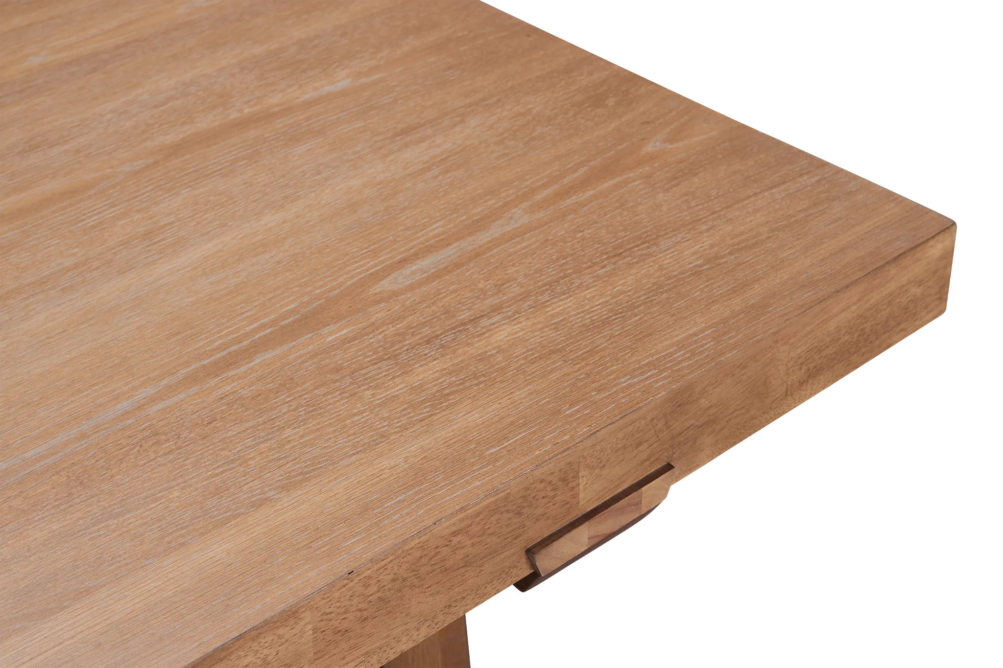 Provo Mid Tone Trestle Table & 4 White Upholstered Chairs