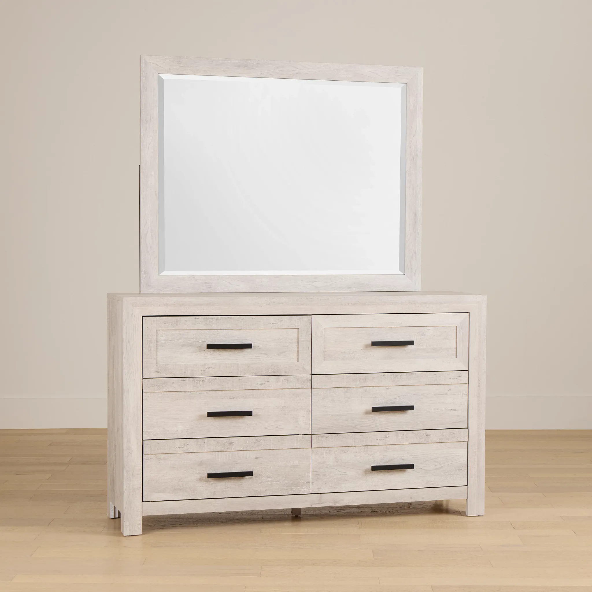 Delray White Dresser & Mirror