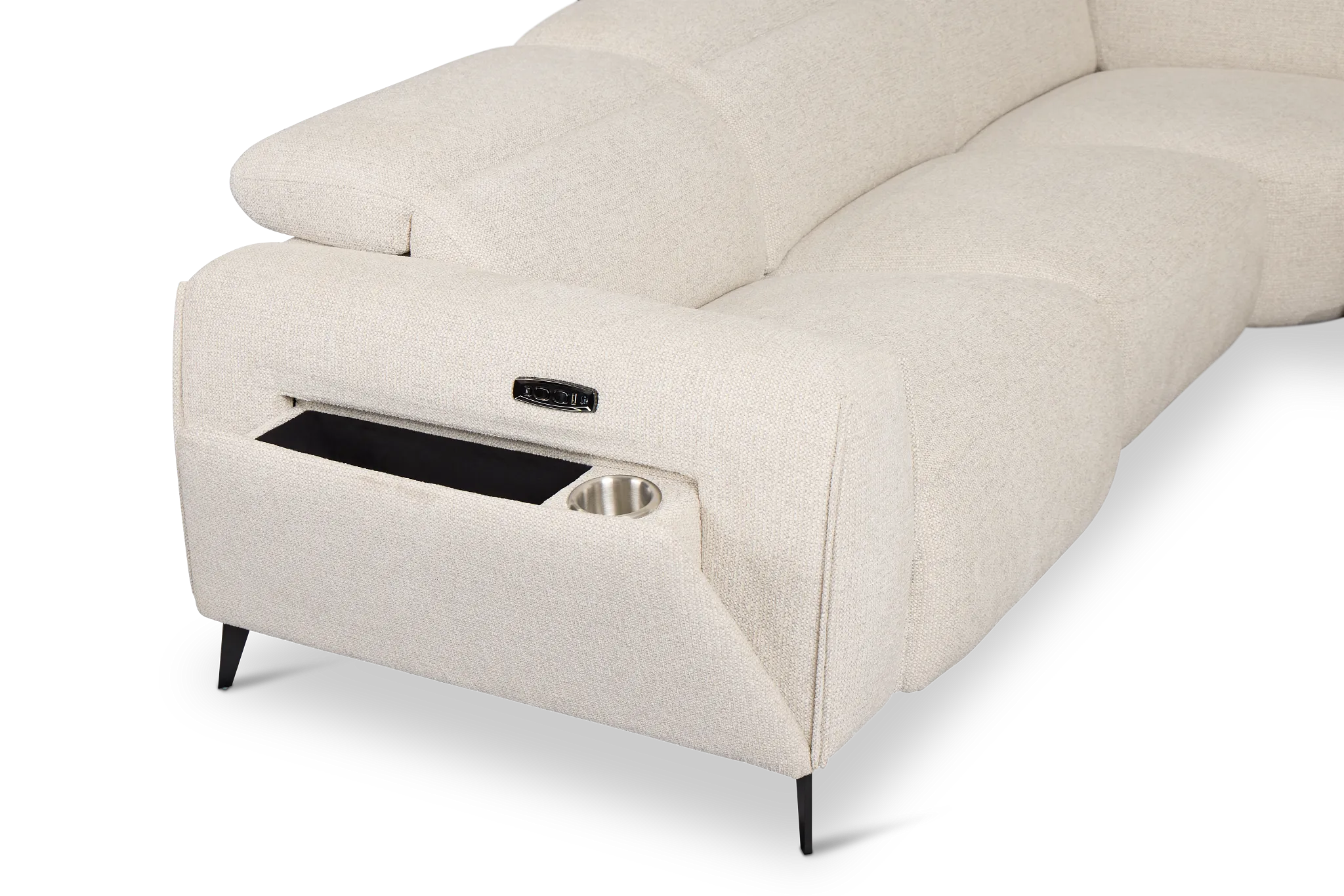 Reyna Light Beige Fabric Medium Dual Power 2-arm Reclining Sectional