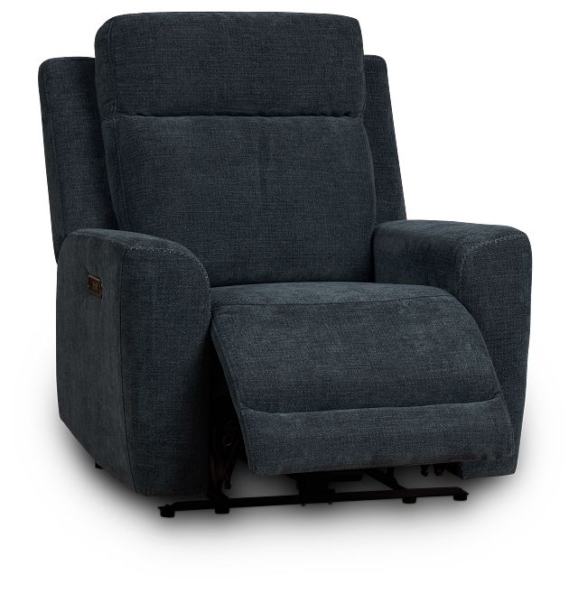 Dean Dark Blue Fabric Power Recliner