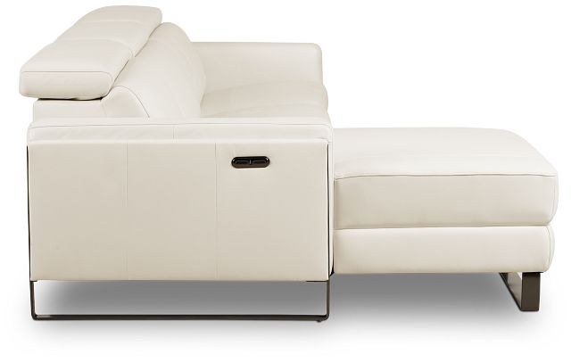 Atlas White Lthr/vinyl Left Chaise Power Reclining Sectional