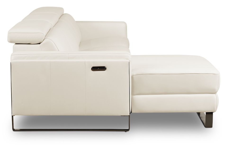 Atlas WHITE LTHR/VINYL Left Chaise Power Reclining Sectional, (1)