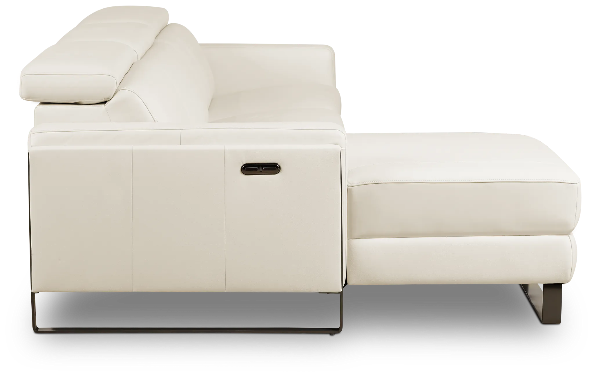 Atlas White Lthr/vinyl Left Chaise Power Reclining Sectional