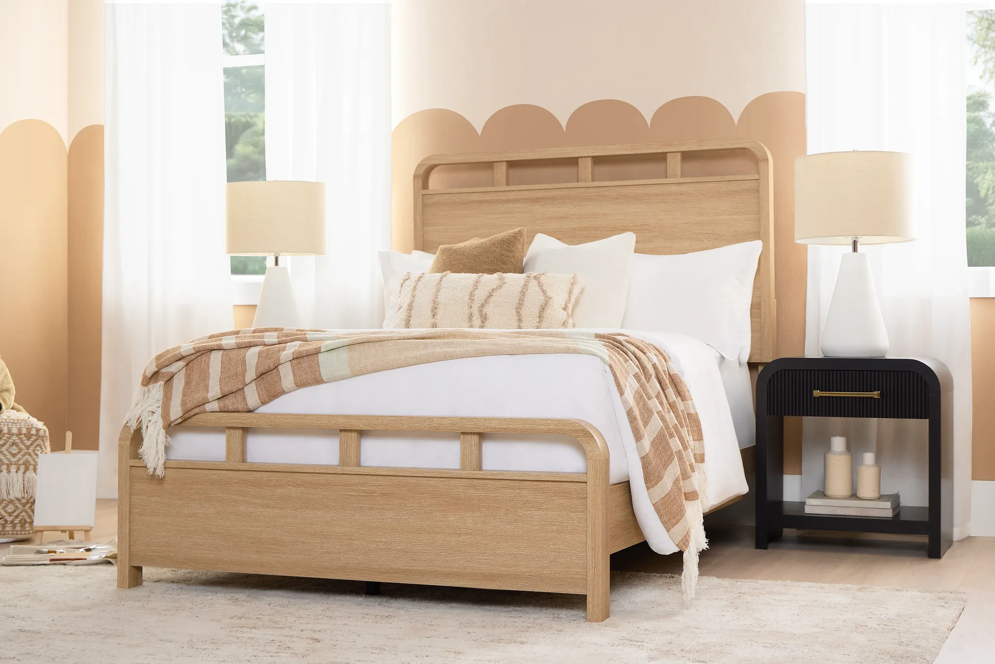 Lyndie Light Tone Panel Bed