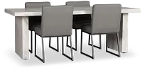 Viscaya White Table & 4 Gray Upholstered Chairs