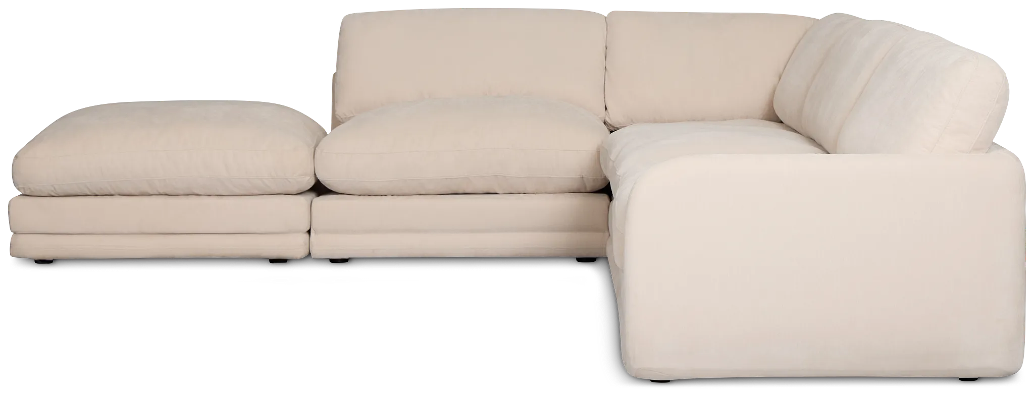 Jules Ivory Velvet 5-piece Left Facing Bumper Sectional