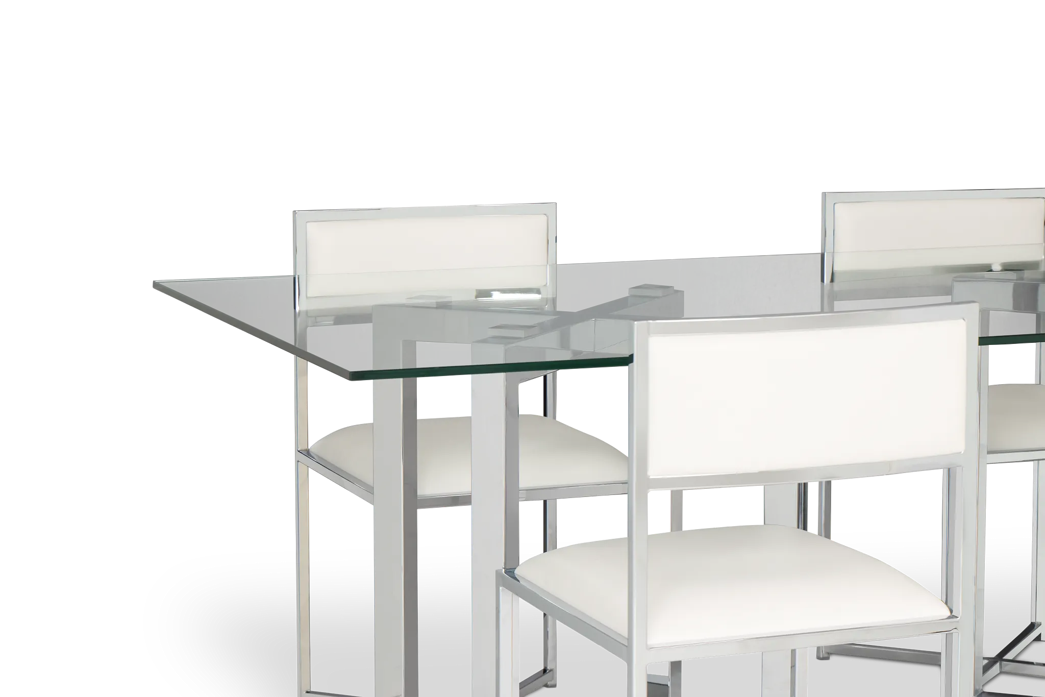 Amalfi White Glass Rectangular Table & 4 Upholstered Chairs