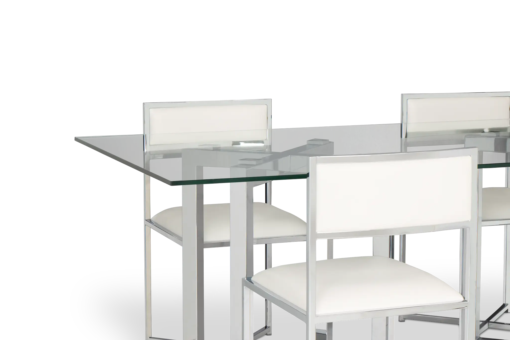 Amalfi White Glass Rectangular Table & 4 Upholstered Chairs Amalfi White Glass Rectangular Table & 4 Upholstered Chairs