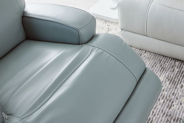 Reign Green Lthr/vinyl Power Recliner With Power Headrest