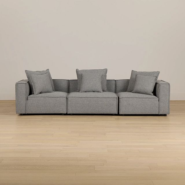 Tatum Gray Fabric 3 Piece Modular Sofa