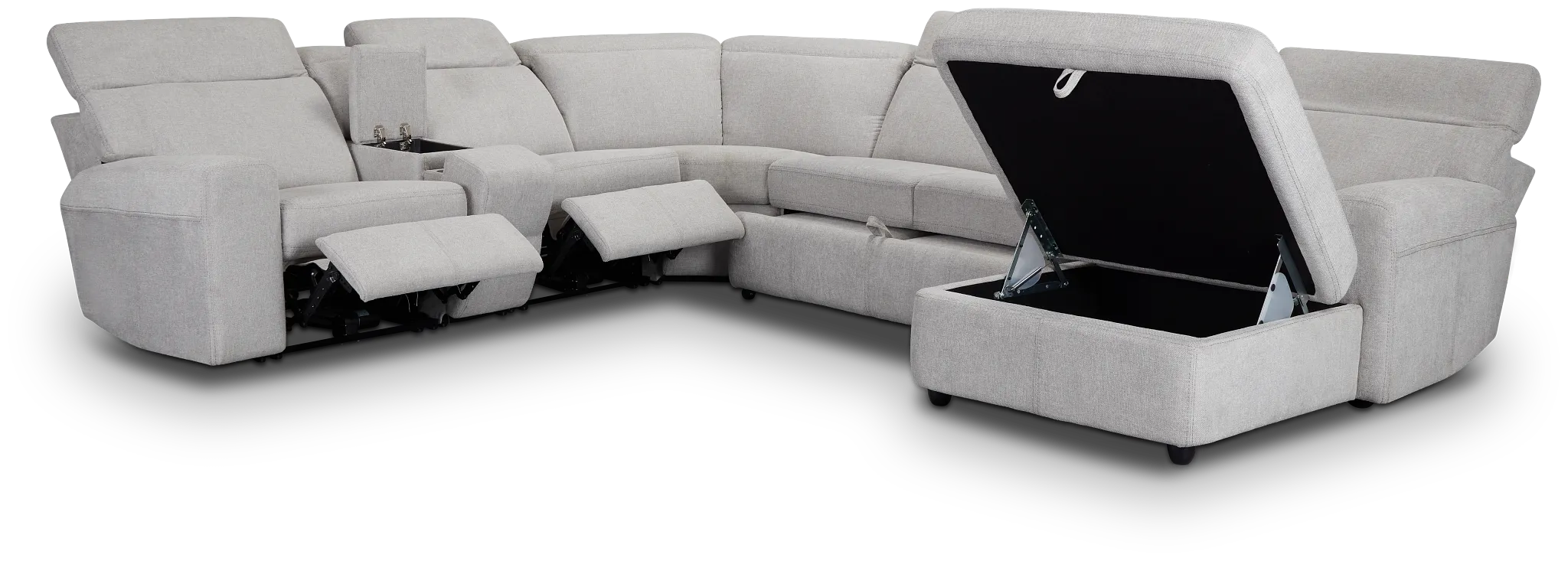 Callum Light Gray Storage Medium Right Triple Power Chaise Sleeper Sectional